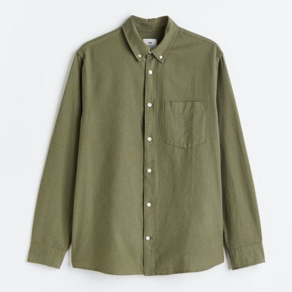 NWT Regular Fit Oxford Shirt, Khaki Green (S)